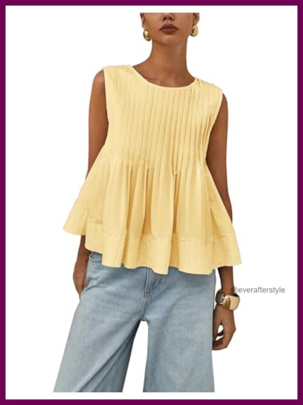 Women's Y2K Babydoll Tank Top Pleated Peplum Sleeveless Blouse